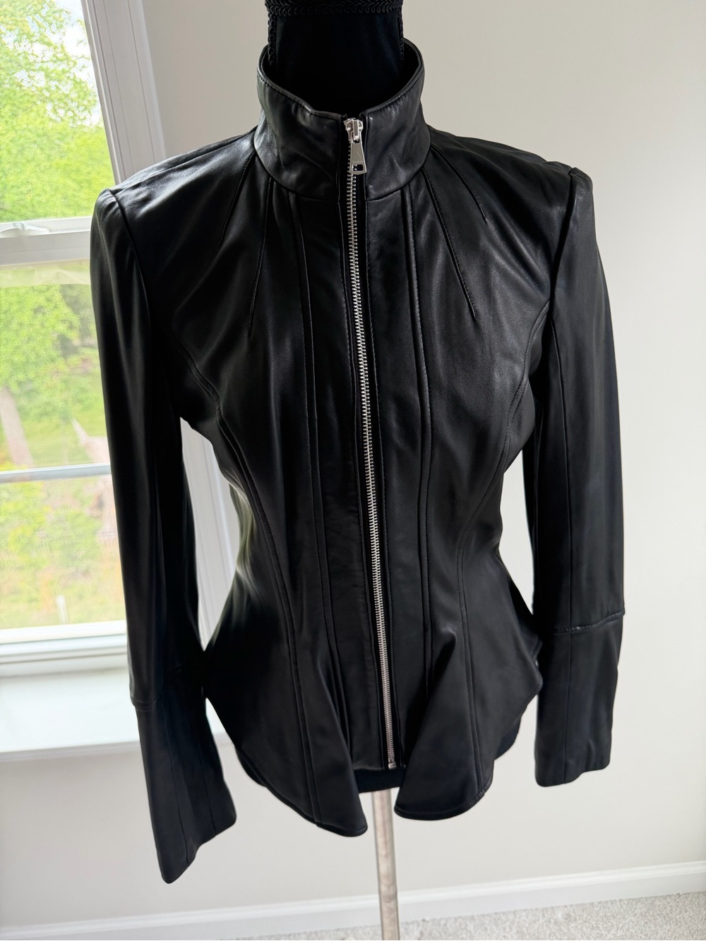 Bebe Genuine Leather Jacket Black Size Small
